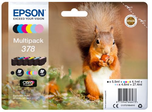 EPSON Multipack 6-colours 378 Claria Photo HD Ink ARDILLA , Epson , EPSC13T37884010 , 8715946646473